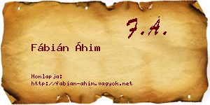 Fábián Áhim névjegykártya